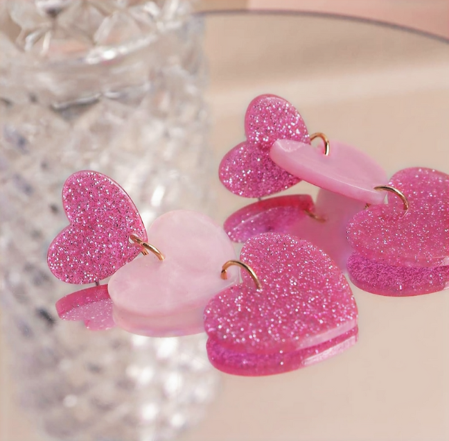 3-connect Heart Eardrop Earrings