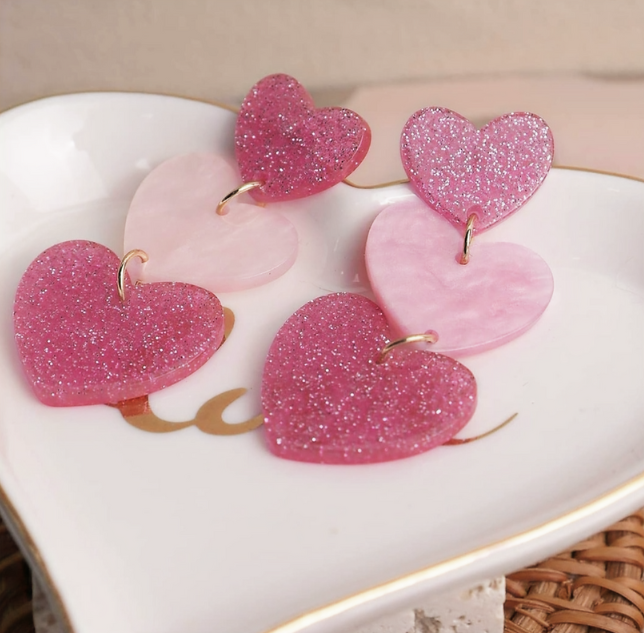 3-connect Heart Eardrop Earrings