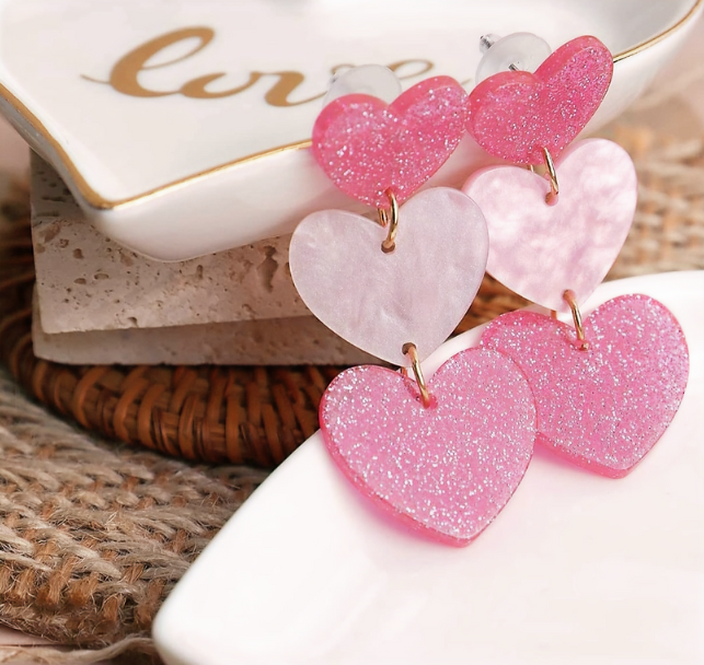 3-connect Heart Eardrop Earrings