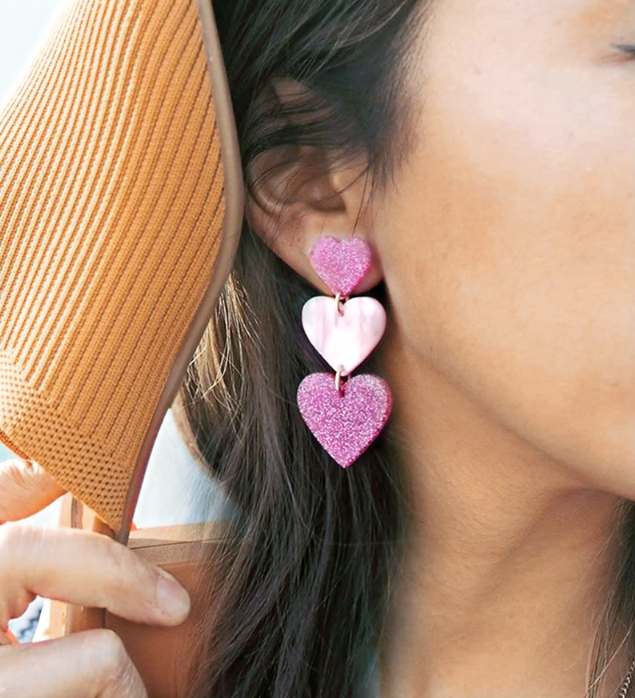 3-connect Heart Eardrop Earrings