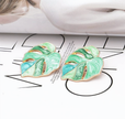 Elegant Enamel Leaf Stud Earrings – Artistic Statement Jewelry
