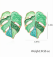 Elegant Enamel Leaf Stud Earrings – Artistic Statement Jewelry