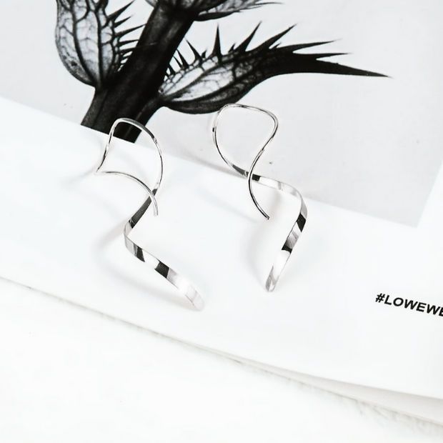 Spiral Dangle Earrings – Modern Minimalist Stainless Steel Jewelry