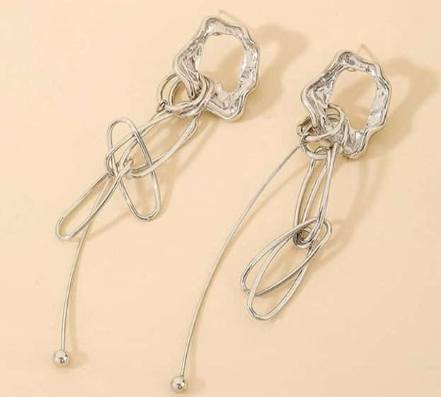 Metal Irregular Long Tassel Earrings