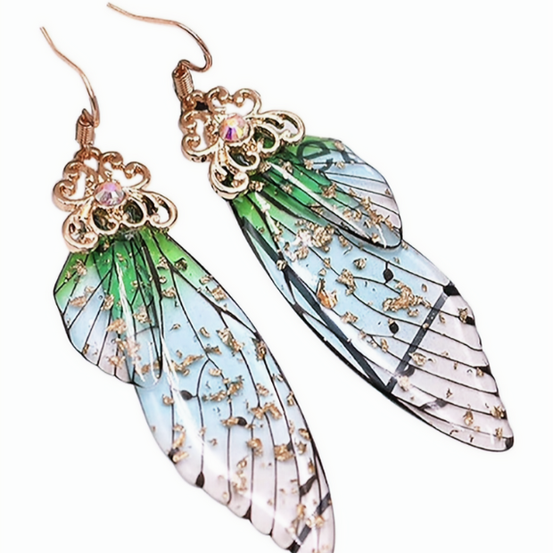 Cicada Wings Drop Earrings – Nature-Inspired Resin Statement Jewelry