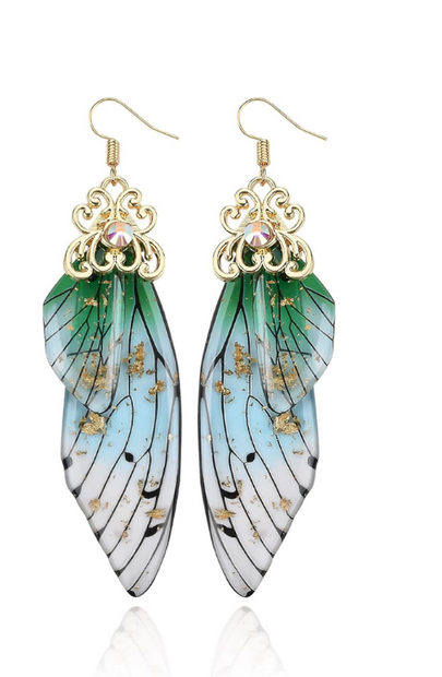 Cicada Wings Drop Earrings – Nature-Inspired Resin Statement Jewelry