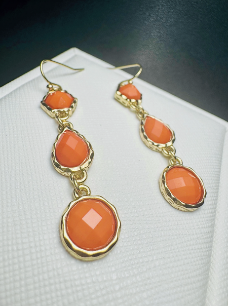 Elegant Multi-Teardrop Earrings – Chic Orange Fashion Accessory