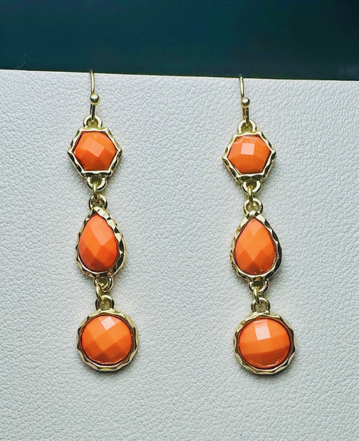 Elegant Multi-Teardrop Earrings – Chic Orange Fashion Accessory