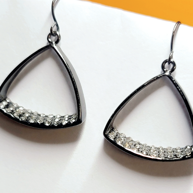 Triangular Crystal Dangle Earrings – Modern Geometric Stainless Steel Jewelry