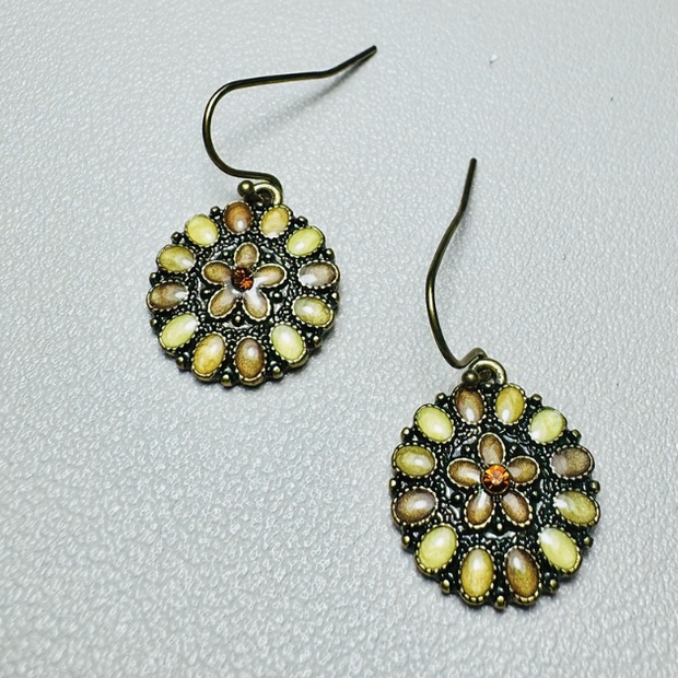 Vintage Floral Statement Earrings – Antique-Style Multicolor Jewelry