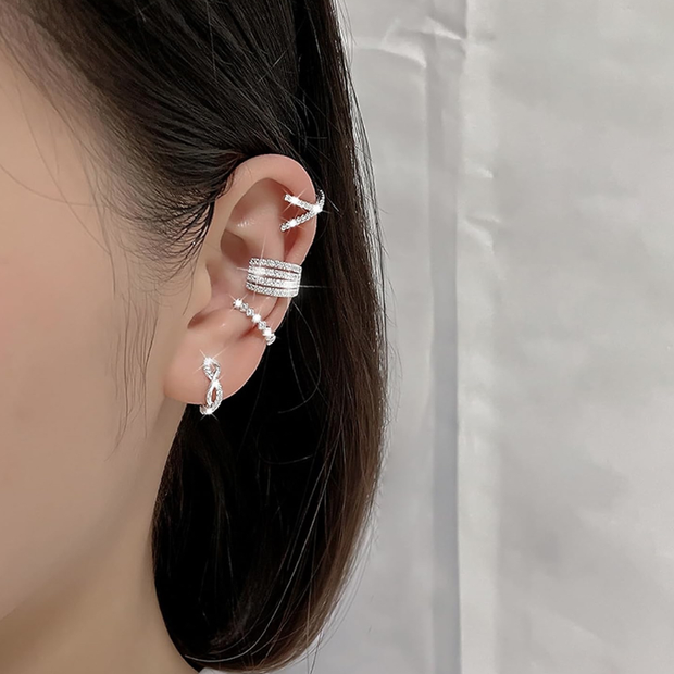 Elegant 925 Sterling Silver Ear Cuff Set (4 Pieces)