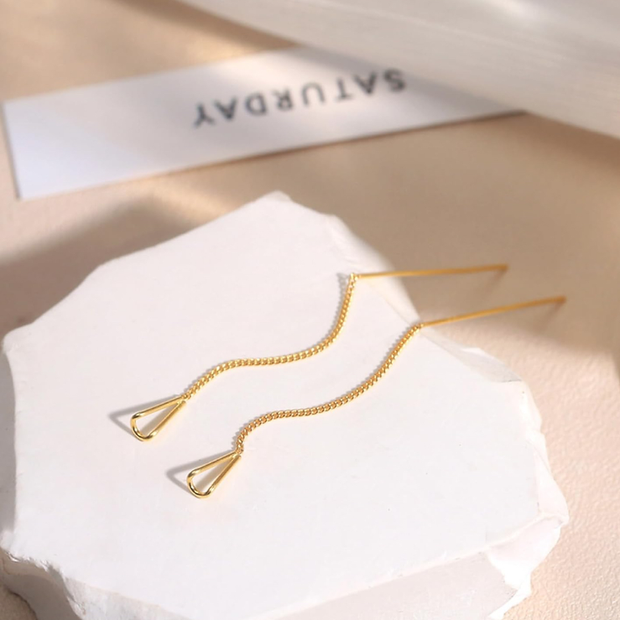 Elegant 925 Sterling Silver Gold-Plated Tassel Earrings