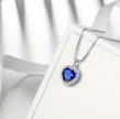 Blue Heart Birthstone Necklace in 925 Sterling Silver 18 Inch