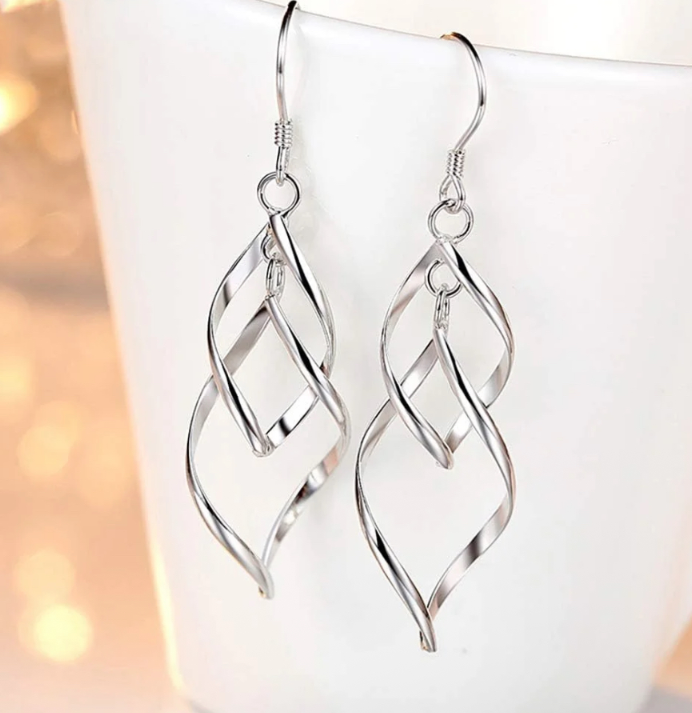 Linear Swirl Drop Statement Earrings