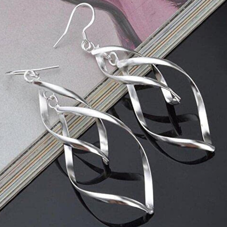 Linear Swirl Drop Statement Earrings