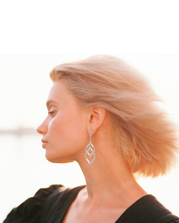 Linear Swirl Drop Statement Earrings