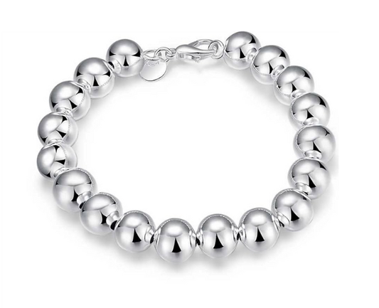 Sterling Silver 925 Smooth Beads Bracelet