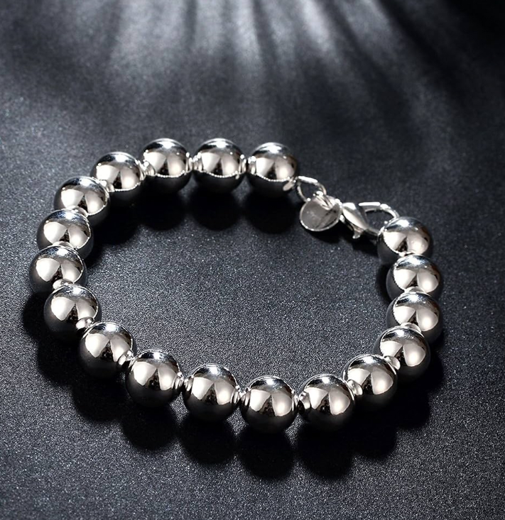 Sterling Silver 925 Smooth Beads Bracelet