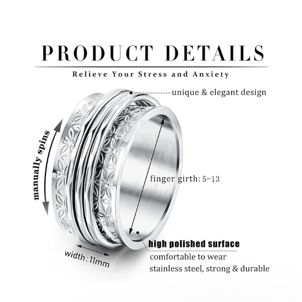 Minimalist Stainless Steel Spinner Ring - Anxiety & Focus Band