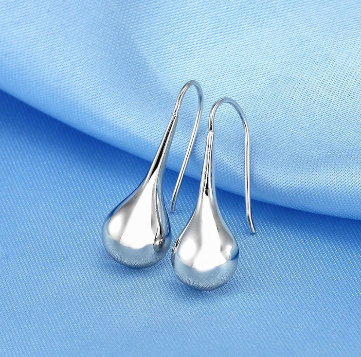 925 Sterling Silver Ear Needle With Teardrop & Waterdrop Earrings
