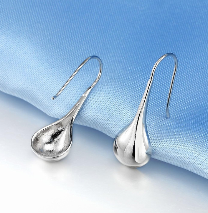925 Sterling Silver Ear Needle With Teardrop & Waterdrop Earrings