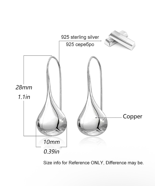 925 Sterling Silver Ear Needle With Teardrop & Waterdrop Earrings