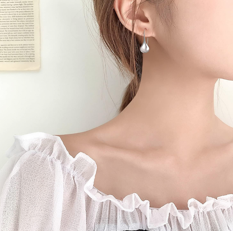 925 Sterling Silver Ear Needle With Teardrop & Waterdrop Earrings