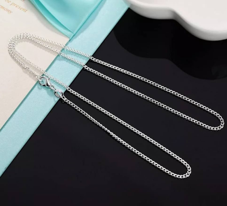 Solid 925 Sterling Silver Necklace 2mm