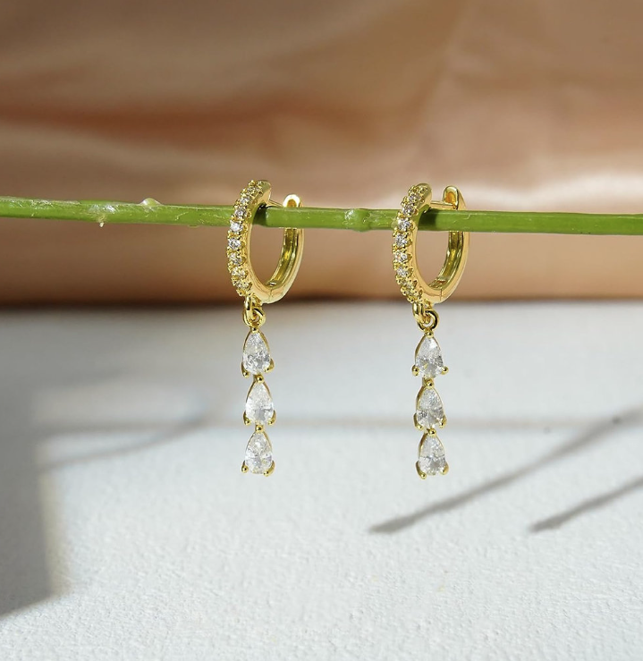 14 K Gold Plated Dangle Earrings