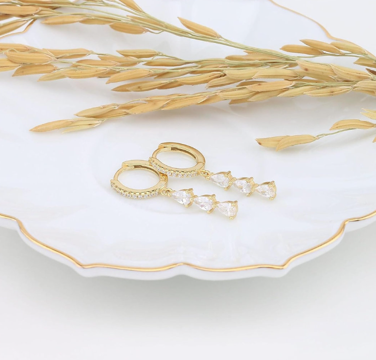 14 K Gold Plated Dangle Earrings