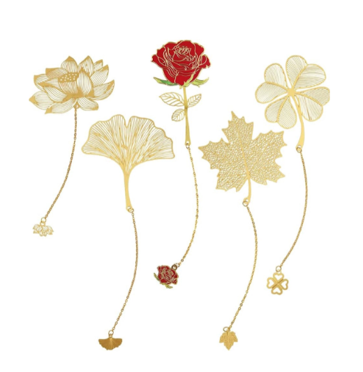 24K Gold Plated Metal Bookmark Pendant 5 pcs