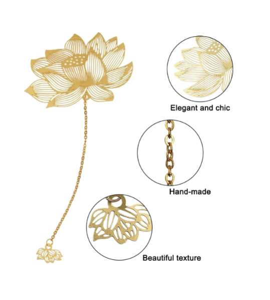 24K Gold Plated Metal Bookmark Pendant 5 pcs