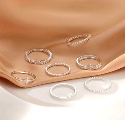 8PCS 14K White Gold Plated Ring