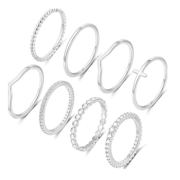 8PCS 14K White Gold Plated Ring