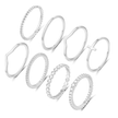 8-Piece 14K White Gold Plated Ring Set | Hypoallergenic
