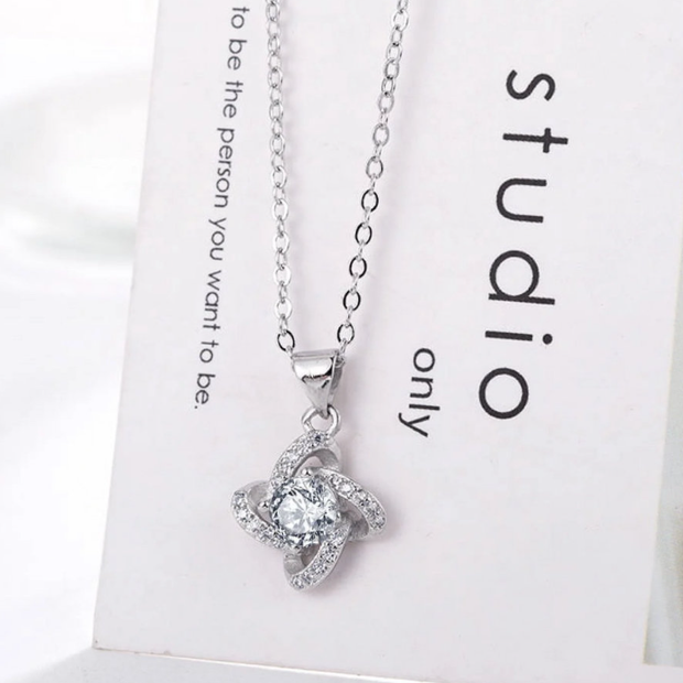 Elegant Crystal Ribbon Pendant Necklace – Durable Sophisticated Jewelry