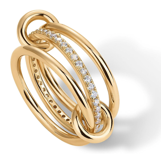 14K Gold Plated Interlocked Stack-and-Shine Ring
