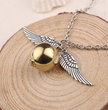 Magical Golden Snitch Pearl & Wing Pendant Necklace Fan Gift
