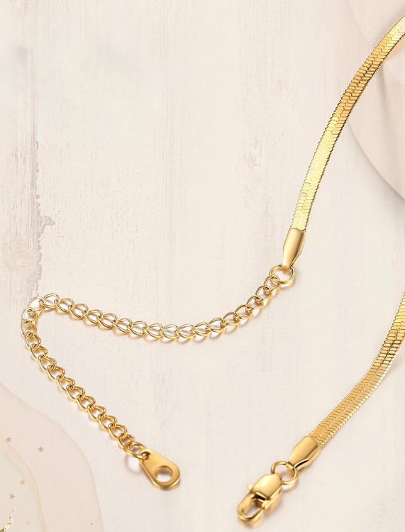 Flat Snake Chain Herringbone Choker Necklace