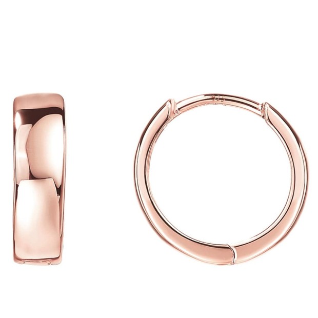 Minimalist 12mm Rose Gold Sterling Silver Huggie Hoops for Women