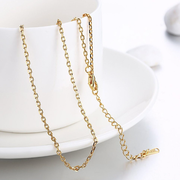 Minimalist 18K Gold Plated Rolo Chain Adjustable Necklace for Layering