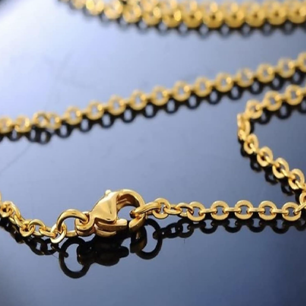 Minimalist 18K Gold Plated Rolo Chain Adjustable Necklace for Layering