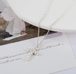 14K White Gold Plated Stainless Steel Minimalist Cross Necklace