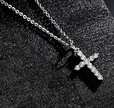 14K White Gold Plated Stainless Steel Minimalist Cross Necklace