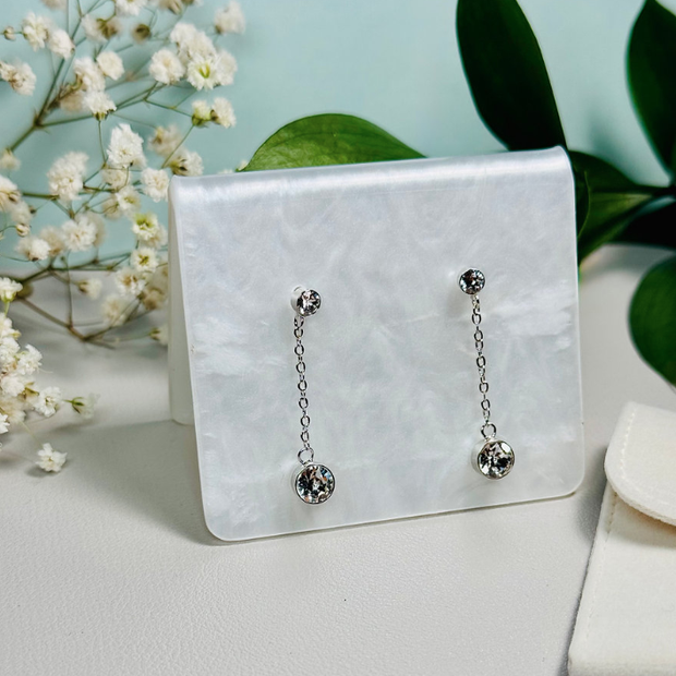 Surgical Steel Double Stone Swarovski Crystal Drop Earrings