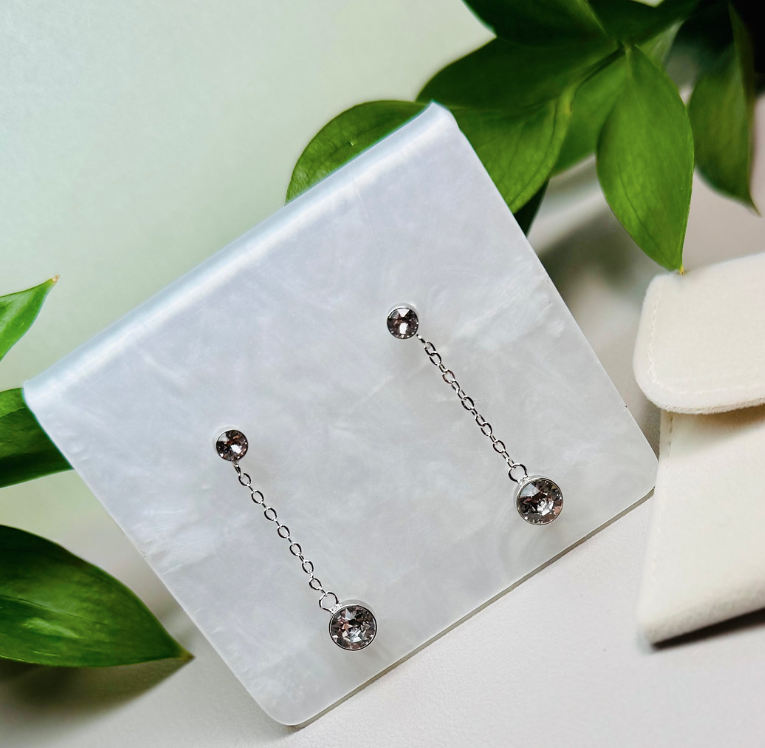 Double Stone Swarovski Drop Earrings