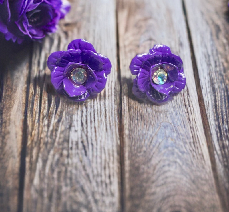 Romantic Flowers and Hearts Earrings. Set of 2 pair