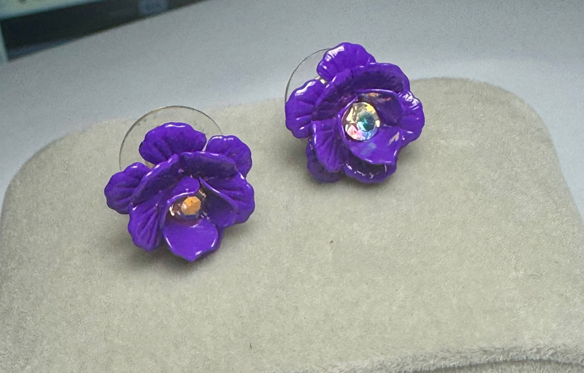 Romantic Flowers and Hearts Earrings. Set of 2 pair
