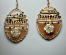Handcrafted Style Woven Bead Drop Earrings with Flower Detail