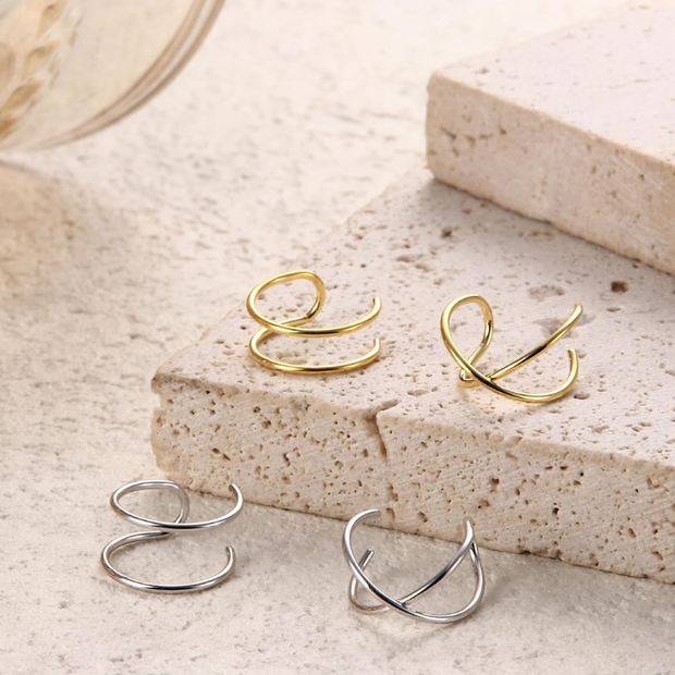 Adjustable Non-Piercing Ear Cuff Set of 4 (Silver & Gold Tone)